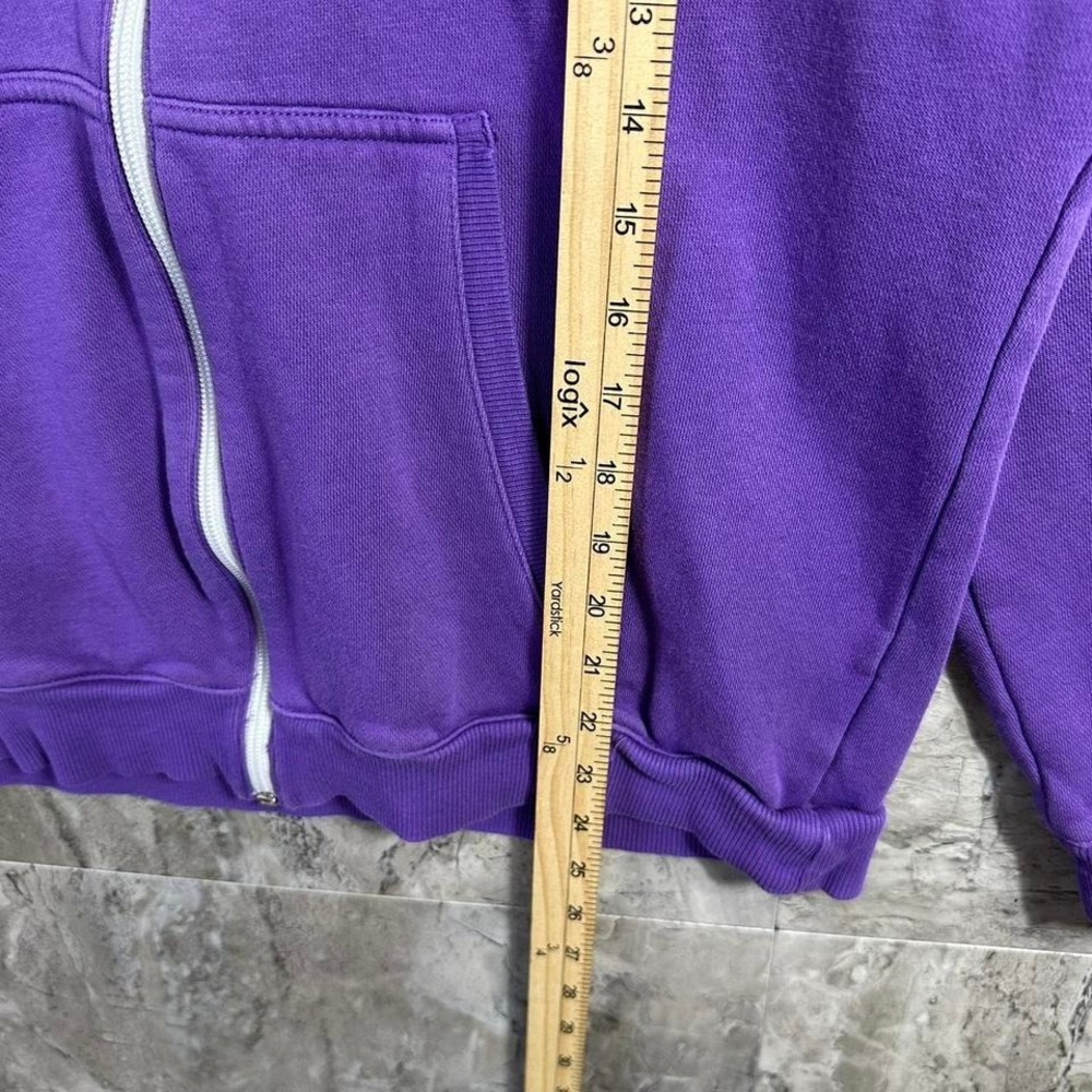 Adidas Jacket Hoodie Large Women's Full Zip Purple Embroidered Logo Activewear - Picture 7 of 7
